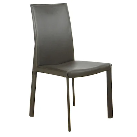 Brown Leather Upholstered Dining Side Chair